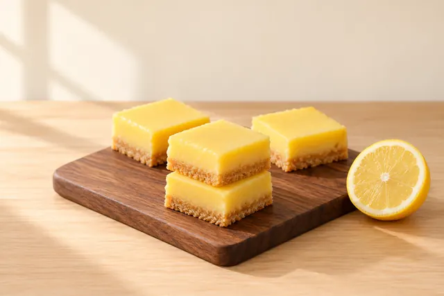 Lemon almond bars on a board