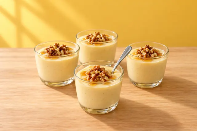 Maple walnut pudding in small glasses