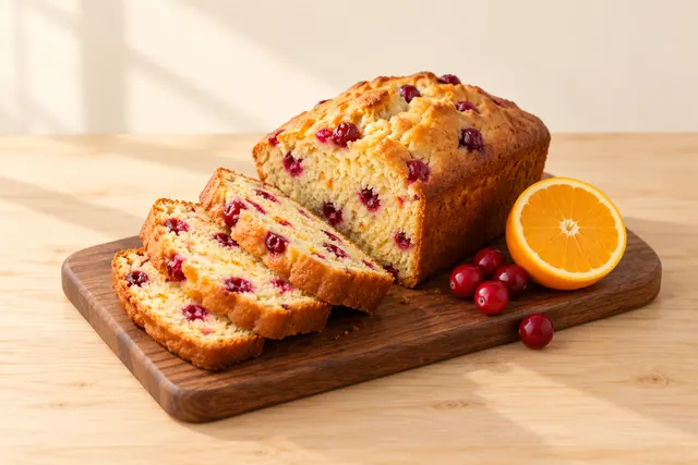 Cranberry orange loaf, sliced
